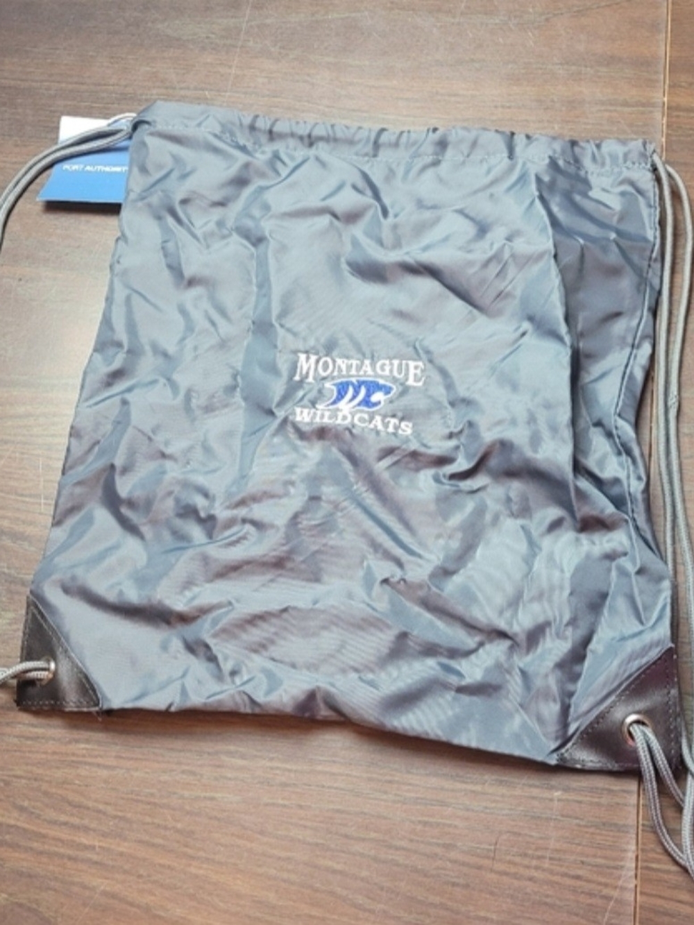 Montague Wildcats Gray Drawstring Gym Bag NWT
